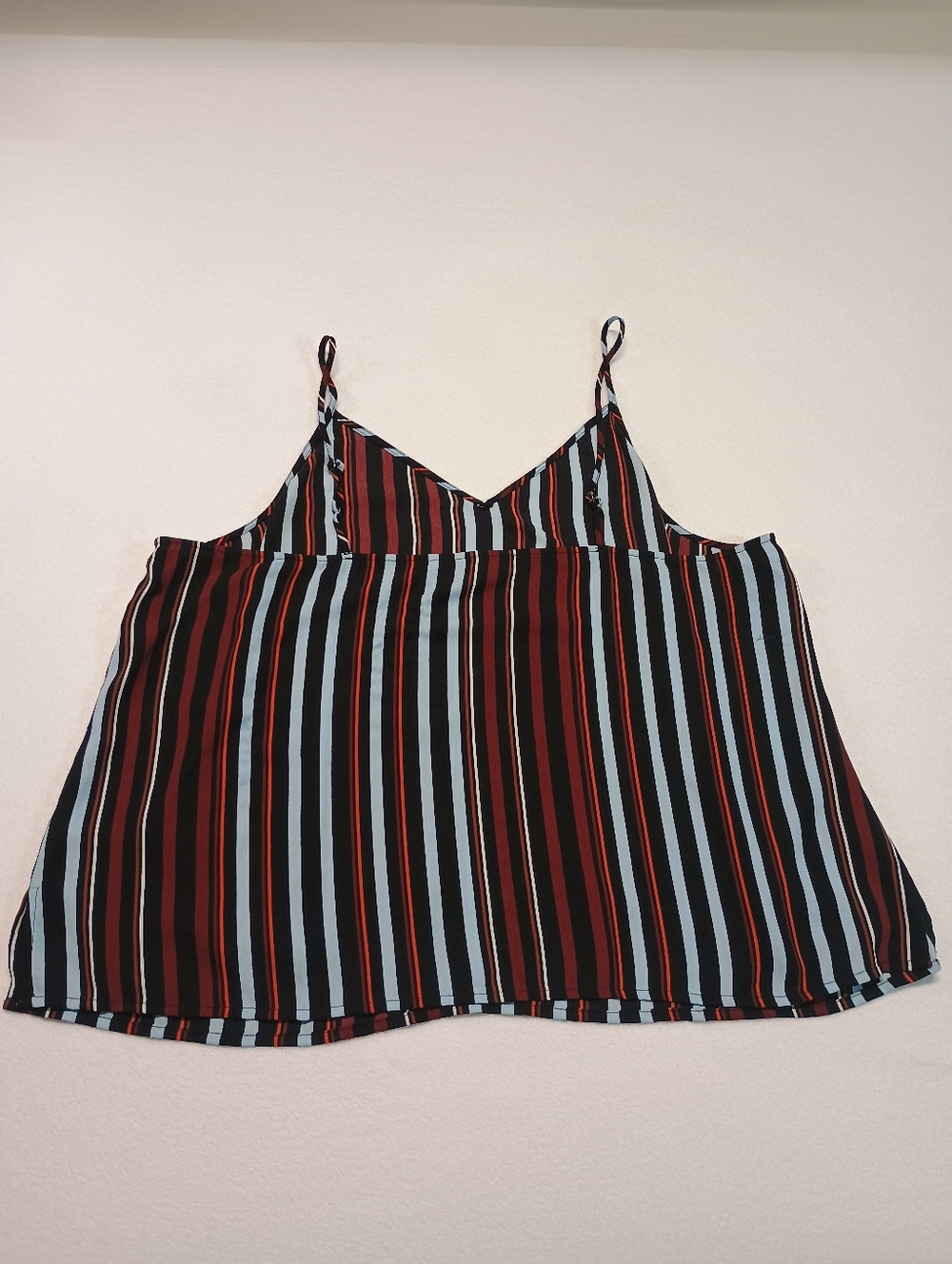Halogen Women's Striped Spaghetti Strap Cami Top - Black, Light Blue & Rust - Picture 7 of 8